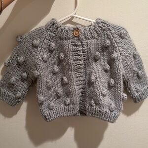 Blueberry hill popcorn cardigan in blue 6-12 months